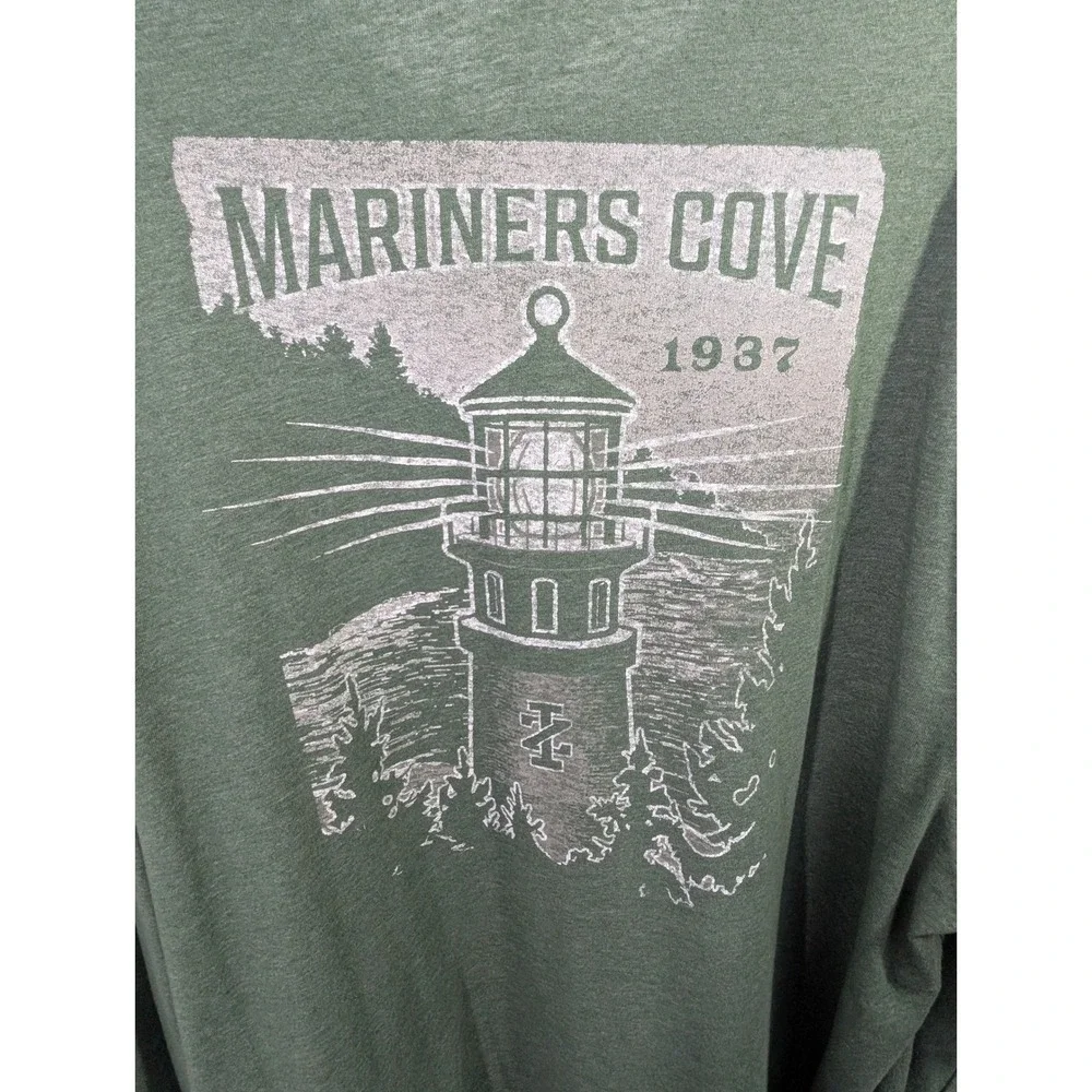 Izod Saltwater Mens‎ 2XLT Green Mariners Cove Lighthouse Long Sleeve T-Shirt